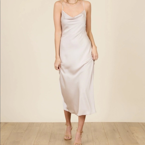 Park & Fifth Bowen Dress in Oyster Satin - Picture 2 of 7